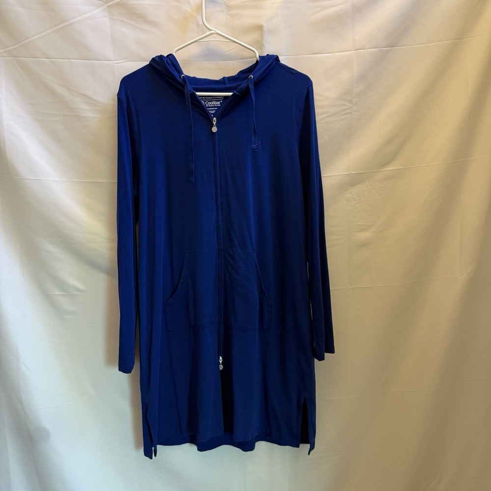 Coolibar Hoodie Womens Medium Blue Cabana Sailor UPF 50+ Hoodie Full Zip